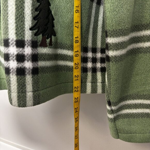 Vintage Green Plaid Fleece Jacket With Tree Embroidery By Christopher & Banks - Picture 6 of 9